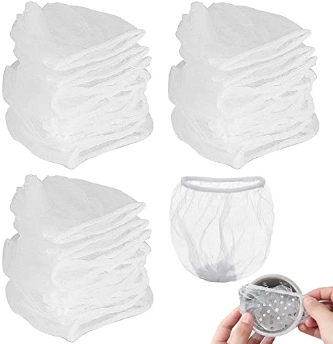 WZYTEU 300 Stück Einweg Siebbeutel Waschbecken, Polyester Waschbecken Sieb für Küche, Waschbecken, Bad(9 × 9 cm)