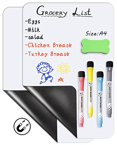 Whiteboard Magnetisch A4 Pinnwand Magnettafel, Magnetfolie Selbstklebend 20 * 30cm Weiß Abwischbar Memoboard, Magnettafel Kühlschrank für Wochenplaner Küche Büro