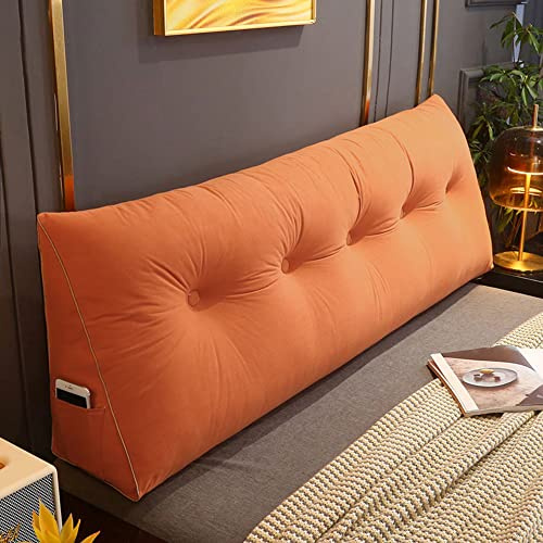 RAKTOV Bequemes Lendenkissen, Lesekissen, Rückenlehne, dreieckiges Kopfteil, Keilkissen, großes Kissen für Erkerfenster, Tatami, Sofa, Schlafzimmer, 100 x 50 x 20 cm, Orange