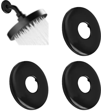UFURMATE Duscharm Flansch, 3 Stück Edelstahl Duschflansch Abdeckung Duschkopf Arm Rosette Abdeckung Platten Runde Rosetten Platten für 21 mm Durchmesser Duschrohr (mattschwarz)