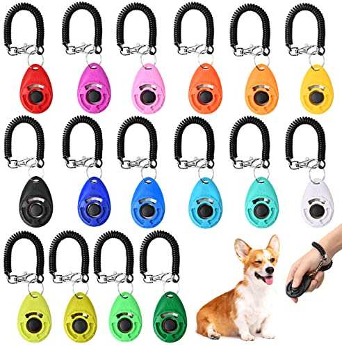 Azonelife Hunde Clicker, 16 Stück Pet Training Profi Clicker, Hundetraining Klicker mit Handschlaufe, Haustier Training Clicker, Hunde Klicker Set mit Großem Knopf für Hunde Katzen Pferde