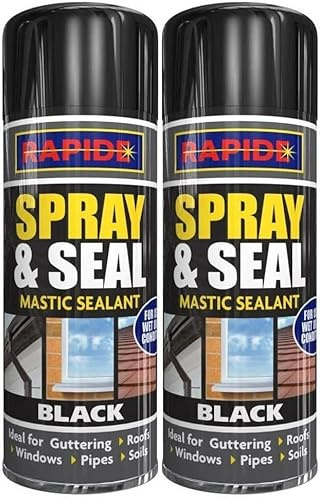 300ml BLACK Leak Stop Spray & Seal Fix Waterproof Sealant Mastic Gutter Roof Home UK (2)