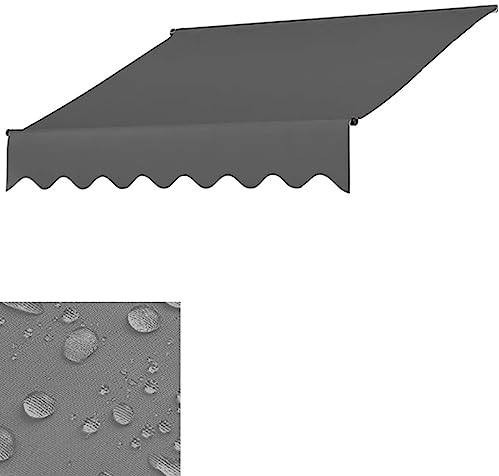 TRUNXUCL Ersatzstoff, Ersatzstoff für Einziehbare Terrassenmarkise, 180g/m², UV und Wasserabweisender Stoff für Terrasse, Balkon, Hof (Color : Grau, Size : 3M/118.1IN)