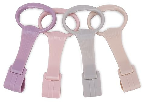 sun baby 4 stycken ringar för babysängar, babyringar att fästa på, babysäng pull ring, avtagbara handringar lämplig för de flesta resesäng baby, barnresesäng (rosa nyanser)