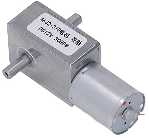 YWBL-WH DC Gear Motor, 12V Double Shaft 30RPM High Torque | Housing Brass Gears, Reversible Self-Locking Stall Protection, Window Door Openers Small Winches, Automation Projects