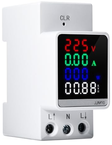 Ailao Contatore di Energia Digitale, Misuratore Contatore di Corrente Digitale Monofase Voltmetro AC 80-270V Contatore Elettrico 35mm Guida DIN KWH