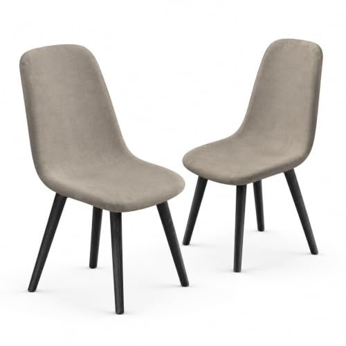KELUINA Jacquard Stretch Dining Chair Covers, Set of 2, Black | Fits armless chairs: back 15.5-19, seat 15.5-18/17.5-20.5. Elastic jacquard. Kitchen/hotel.
