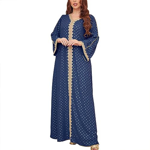 Duohropke Vintage Women Abaya Long Maxi DRE Arab Jilbab Muslim Robe Islamic Kaftan Muslim Kleider, Damen Lange Arabische Muslimische Islamischer Dubai Kleidung