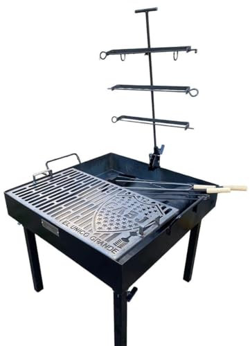 Barbacoa Parrilla Fogonero Equipos de Futbol Argentinos Cuadrado 75 Diametro Aire Libre Artesanal. Color Negro. Medidas 75x75 cm cm Incluye Accesorios (Negro B)
