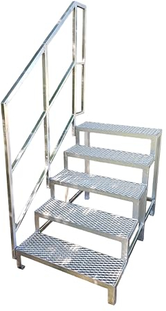 Baromet 5 Stufen Stahltreppe mit Geländer Außentreppe Freistehend Garten Terrasse Breite 100 cm Höhe 100 cm verzinkt