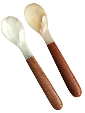 2pcs Perlmuttlöffel Kaviarlöffel Eierlöffel Caviar Spoons Handarbeit Kaviarlöffeln Perlmutt Servierlöffeln Klassischer Kaviarlöffel Handgemachte Caviar Löffel für Kaviar Vorspeisen Ei Dessert