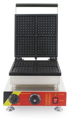 4-Scheibe Belgische Waffelmaschine Für Fluffige Goldene Waffeln Elektrisches Waffeleisen Temperatur- Und Zeitsteuerung Rostfreier Stahl Für Waffeln, Rösti Oder Frühstück, Mittagessen Und Snacks 1500W