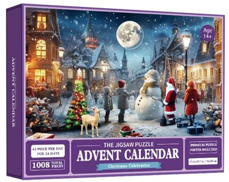 Jigsaw Advent Calendar 2024, Christmas Jigsaw Puzzle for Kids and Adults, 24 Boxes 1008 Pieces Jigsaw Puzzles, Christmas Puzzles Game for Girls And Boys