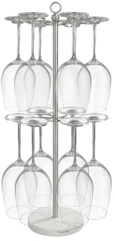 GZILA Countertop Wine Glass Holder Large, Free Standing Marble Base Tabletop Stemware Rack with 12 Holders Heavy Duty Cocktail Glass Tree Stand, SUS304 Stainless Steel