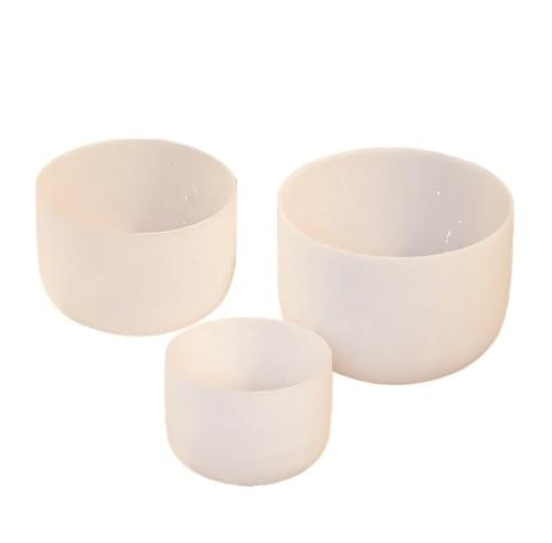 MOHUIED Kristallquarz-Schale, weiß, handgefertigt, Klangheilung, Klangschale, Yoga, Meditation, Massage-Zubehör Klangschale(10IN)