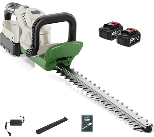 Taille-haie sans Fil avec Affichage de la Batterie, Taille-haie électrique 200 W avec Deux Batteries Rechargeables de 1300 mAh, Largeur de Coupe de 15 mm, cisaille à Gazon pour Jardin, arbustes