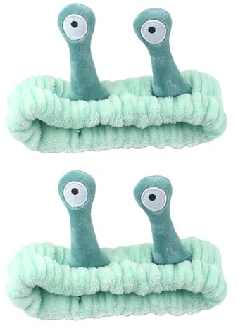 2 Stück Haarband Kosmetik,Gesicht Waschen Stirnband,Damen,Skincare,Spa Schnecke HaarbäNder,Korallen Fleece Schminken,Cartoon Palm,Zum Abschminken,Armband,Elastisches FüR Sport,SchöNheit,Hautpflege