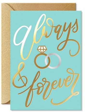 SWEETZER & ORANGE Wedding Greeting Card – Gold Foil Detailing Thick Stock Luxury Card – Modern Wedding with Gold Kraft Envelope & Sticker – Perfect for Weddings & Engagements
