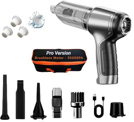 Handheld Wireless Vacuum Cleaner- Powerful 95000 Pa Suction Portable Lightweight Cordless- Long Runtime Rechargeable Battery Quick Charge for Home, Office, Car, Sofa, Pet Hair, Corner Cleaning