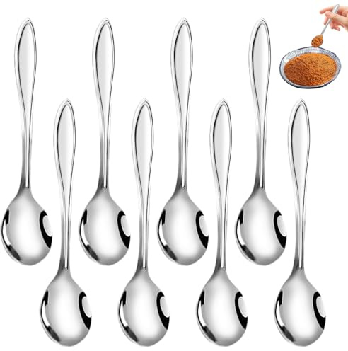 Alovez 8 Stück Tiny Edelstahl Löffel für Gewürzgläser, 9.5cm Edelstahl Gewürz Löffel für Gewürze für Gewürze, Salz, Zucker, Honig