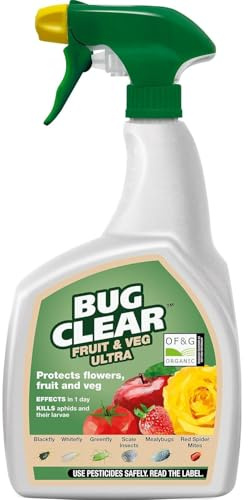 Bug Clear Ultra Fruit & Veg Plant Protection - Kills Aphids, Whitefly, Caterpillars on Edible Crops - Ready to Use - 800ml