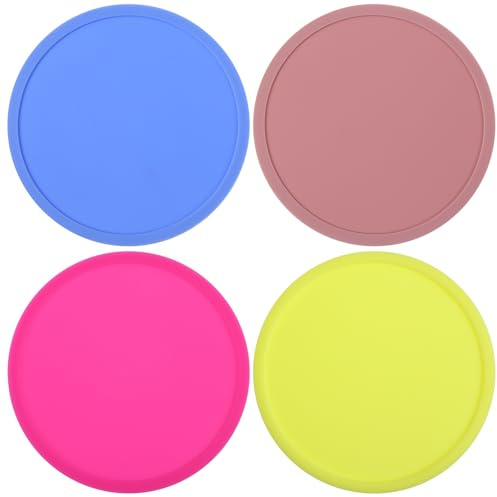 Classicseali 4 Stück Bunt Untersetzer für Gläser, Getränkeuntersetzer, Untersetzer Silikon Rund, Rutschfest Silikons Glasuntersetzer für Wohndekoration, Büros, Bars, Cafés, Wohnungen, Partys, 4 Farben