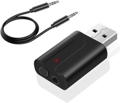 Receptor de transmisor USB, transmisor Bluetooth 5.0, adaptador de audio inalámbrico 2 en 1, con conector para auriculares de 3,5 mm, convertidor de audio AUX, para TV, coche, auriculares y altavoces