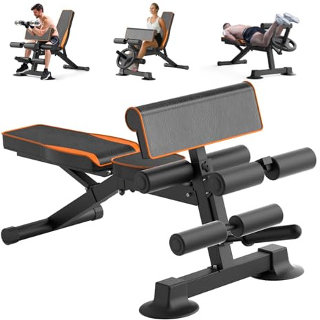 Verstellbare Hantelbank, multifunktionale Preacher-Curl-Bank für Heim-Fitnessstudio, faltbare Beinstreckung und Beincurl-Maschine, Gewichtskapazität 299,4 kg.