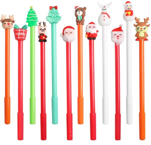 SULOLI 24 Stück Weihnachten Kugelschreiber 0.5mm Gel Weihnachten Kugelschreiber für Studenten Kinder Weihnachtsgeschenke