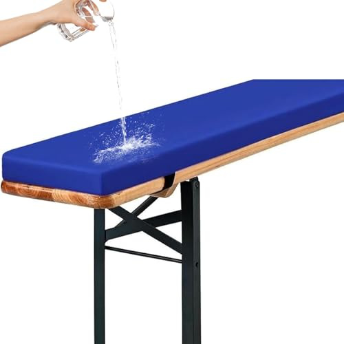 Genérico Cojines Acolchados para Banco de Cerveza, Cojín Antideslizante Impermeable 220x25, 180x23, 200x30 con Hebilla para Muebles de Exterior, Resistentes A La Intemperie,Azul,170x25x3cm