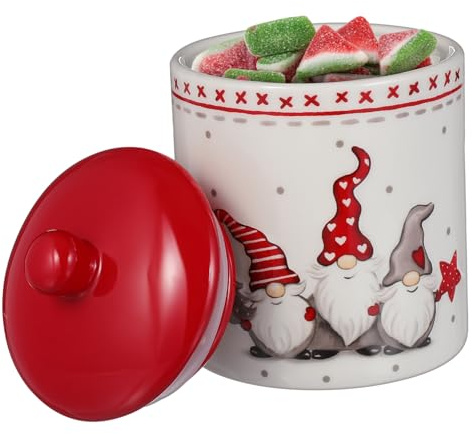 TOYANDONA Keksdose Keramik mit Deckel Luftdicht für Kekse Müsli Tee und Snacks Weihnachtliche Vorratsdose 550ml 14X10.2Cm Vielseitig für Zuhause und Party
