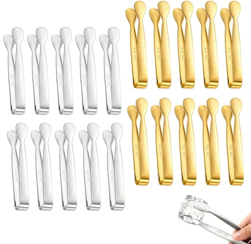Bettinay 20 Pcs Ice Tongs, 4.3 Inch Sweet Tongs for Pick Mix Food, Small Stainless Steel Sugar Cube Serving Tongs