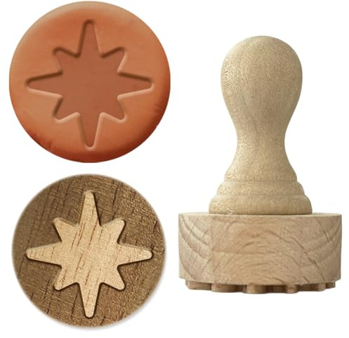OLYCRAFT Sellos de madera con estrella puntiaguda y mango de 43 x 27 mm, sellos de arcilla de madera, sellos de alfarería de madera, sello de cerámica con mango de madera, herramientas de cerámica