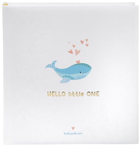 goldbuch 15 500 Babyalbum Little Splash, Erinnerungsalbum mit einem Wal als Motiv, Fotoalbum 58 weiße mit Pergamin-Trennblättern & 4 illustrierte Seiten, Einband aus Kunstdruck, ca. 31 x 30 x 4 cm
