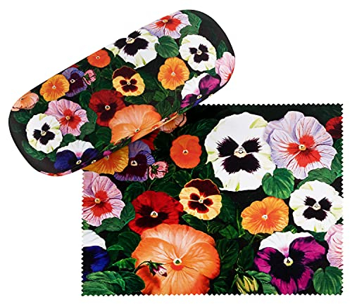 VON LILIENFELD Brillenetui Stiefmütterchen Motiv Etui Brille Mikrofaser Brillenputztuch Brillenbox Stabiles Hardcase Set mit Stoff bezogen