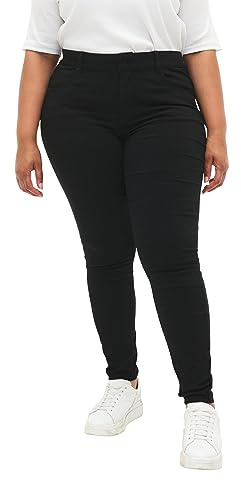 Zizzi Damen Große Größen Hose Slim Fit Eng Stretch Jeggings, Schwarz, 46