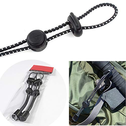 Kooshy 2 Piezas Mochila Soporte para Bastones de Senderismo, Accesorio para Bastones de Senderismo Hebilla de plástico Cuerda elástica Cordón para montañismo Escalada Trekking al Aire Libre