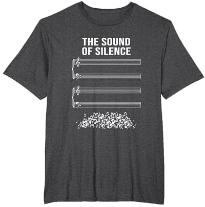 Musique sans Notes - The Sound of Silence T-Shirt, Homme Grandes Tailles, Chiné Foncé, 3X Tall