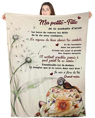 Zinello Design - Manta Personalizada Suave para Regalar a su Nieta de la Abuela | Idea de Regalo Original útil para un cumpleaños de Navidad, una Boda, Manta de Cama, decoración de la casa en sofá
