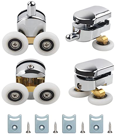 4 Set Rulli Per Porta Doccia.Rotelle Box Doccia Diametro e' 25 mm. Ruote Della Doccia per Vetro 4-6 mm.Rulli Doccia per La Porta Scorrevole Della Doccia(2 Rulli Superiori e 2 Inferiori)