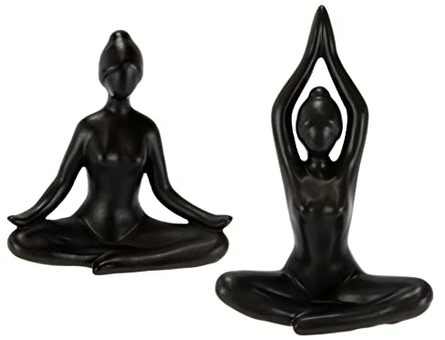 Yoga Figur Frau Meditieren Dekofigur Deko Pilates Yoga Dame Yogafigur Yogaskulptur Lady Meditation Statue Ornament Menschenfigur Dekoelement Motiv zum Dekorieren Geschenkidee Keramikfigur Geschenk