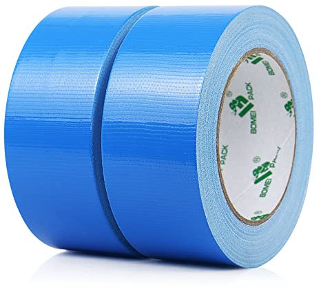 BOMEI PACK 2 Packs Blue Duct Tape 230mic thickness Reinforced Cloth Gaffer Tape 48mm x 30Y Waterproof for Pipeline duct Repairing,Heavy duty Sealing,Bundling,Strapping,labeling