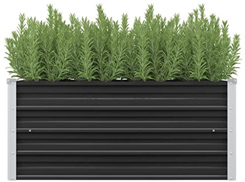 YITHOPI Fioriera per Giardino,Fioriera da esterno Fioriere rettangolari Fioriere da balcone Adatto per esterni, balcone, giardino, campagna Antracite 100x40x45 cm in Acciaio Zincato