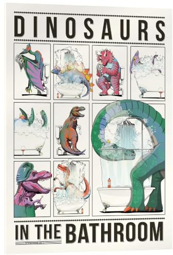 Posterlounge Dinosaurier im Badezimmer Acrylglasbild | 30 x 40 cm von Wyatt9 Bunt Wandbilder Wanddeko