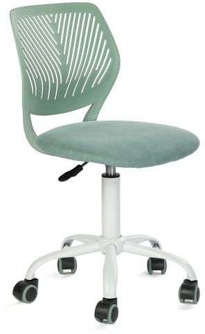 FurnitureR Silla de Escritorio, Moderno diseño Ajustable, para Ordenador, giratoria, sin reposabrazos, para habitación de los niños, Trabajo en casa, Oficina, Tejido, Morandi, Aguamarina