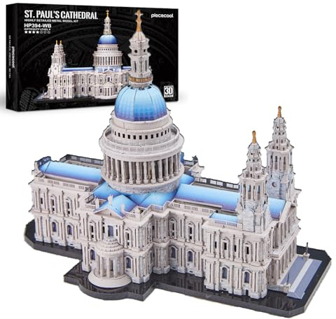 Piececool Metallpussel 3D st. Pauls katedral, klassisk arkitektur generation 3D-pussel modellbyggsats vuxna, 3D-pussel för rostfritt stål, metall, gåva, souvenirer, samling, 639 delar