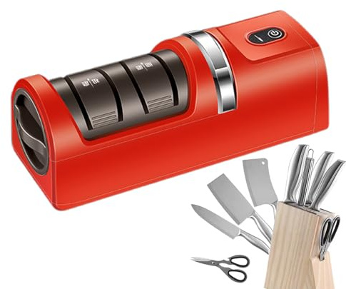 Patifirst Affûteur Électrique De Couteaux De Cuisine | Aiguiseur De Couteaux Électrique Rechargeable USB | Outil Automatique Affûtage Rapide Pour Ciseaux | Pour Maison Cuisine Camping Plein Air Et