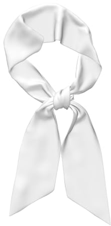 BLWSLC Couleur unie blanche. Cravates appropriées pour les affaires, foulards en soie tendance pour femmes, parfaits comme foulards, bracelets et ceintures.