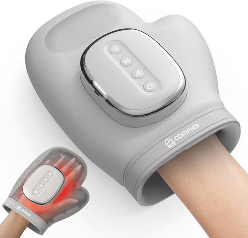 COMFIER Large Cordless Hand Massager with Heat & Compression | 5 Intensities & 3 Modes Finger Palm Wrist Massage, 3 Heat Settings, Bigger Hand Design, Rechargeable for Home Office & Gifts