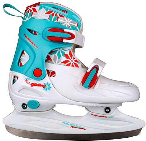 Nijdam Kinder Schlittschuhe Verstellbar, Weiß/Blau/Rot, 27-30, 1018470